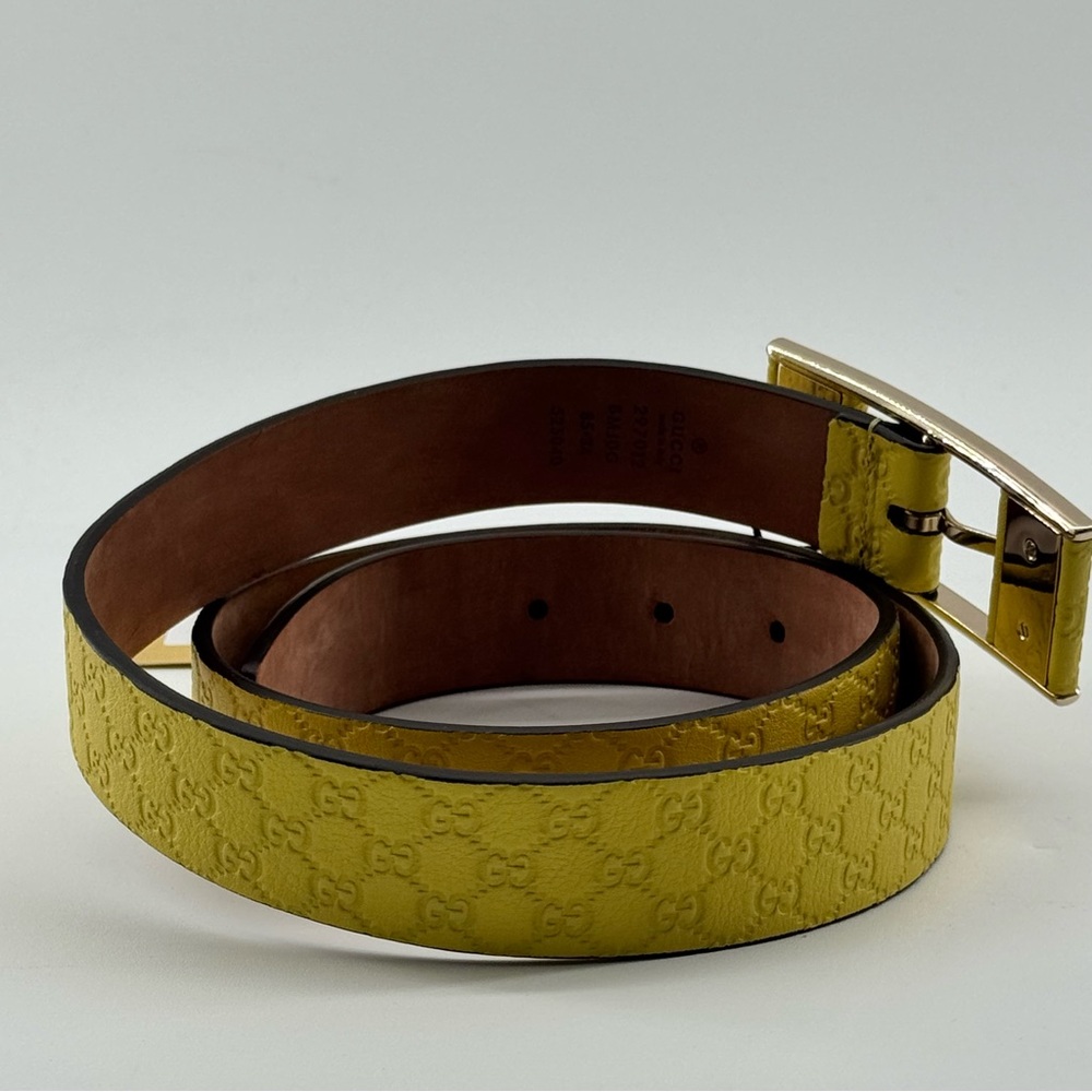 Gucci Yellow Monogram Belt - Picture 8 of 9
